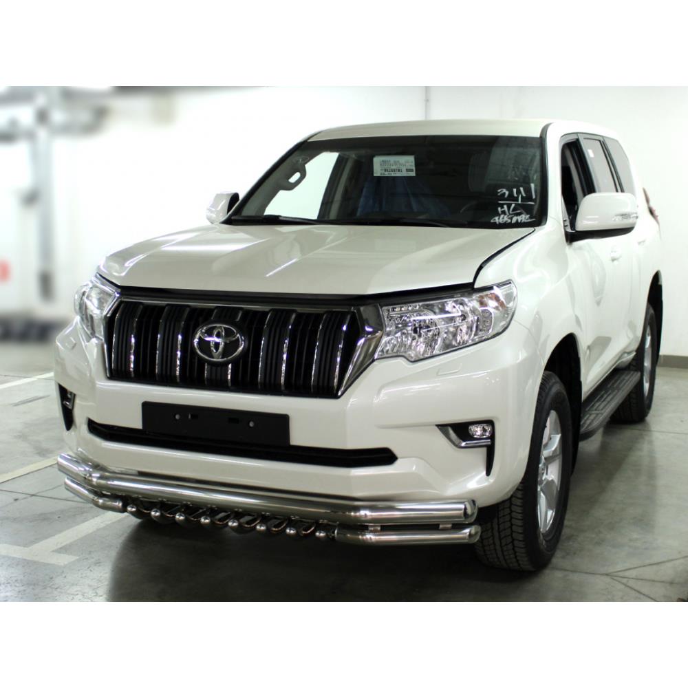 Дуга передняя по низу бампера d76+60 с защитой картера d43 Toyota Land Cruiser Prado 150 2017-н.в