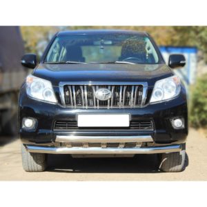 Дуга передняя по низу бампера d-76+76х43 радиусная двойная (верхняя труба овальная) Toyota Land Cruiser Prado 150 2009-2012