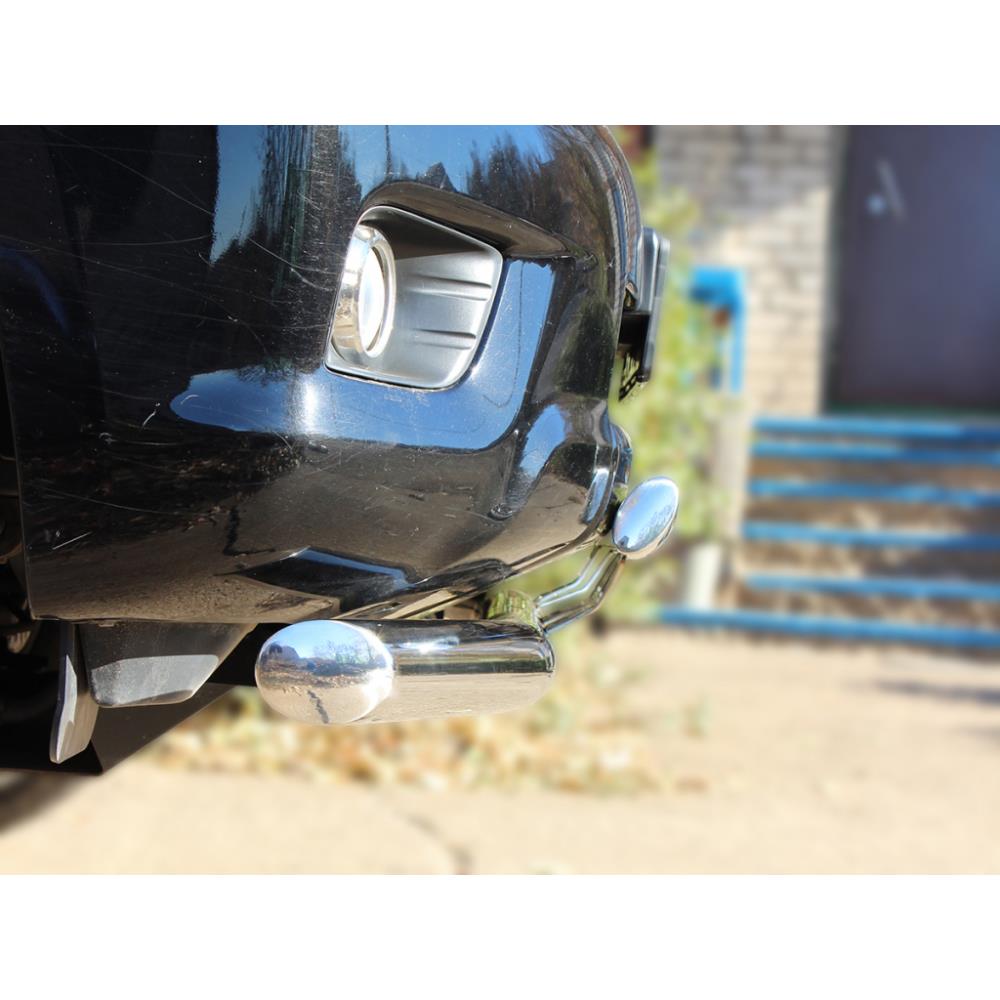 Дуга передняя по низу бампера d-76+76х43 радиусная двойная (верхняя труба овальная) Toyota Land Cruiser Prado 150 2009-2012