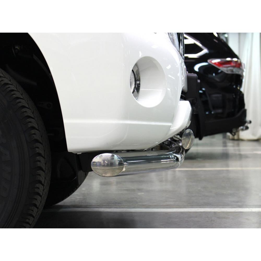 Дуга передняя по низу бампера d-76+76х43 радиусная двойная (верхняя труба овальная) Toyota Land Cruiser Prado 150 2013-2017