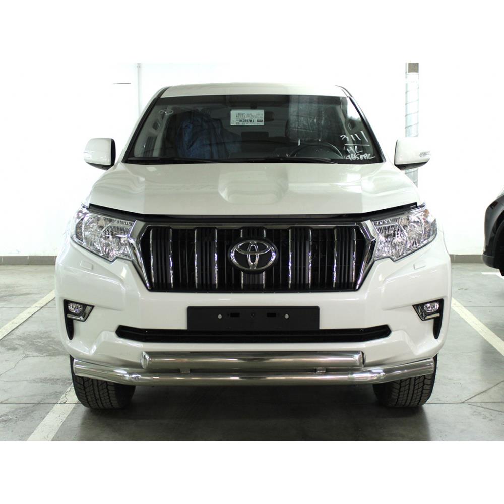 Дуга передняя по низу бампера d-76+76х43 радиусная двойная (верхняя труба овальная) Toyota Land Cruiser Prado 150 2017-н.в