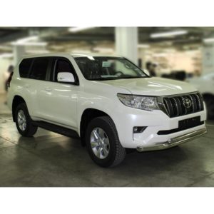Дуга передняя по низу бампера радиусная двойная d76+60 с подгибами Toyota Land Cruiser Prado 150 2017-н.в
