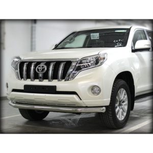 Дуга передняя по низу бампера радиусная одинарная d76 с подгибами (длинная) Toyota Land Cruiser Prado 150 2013-2017