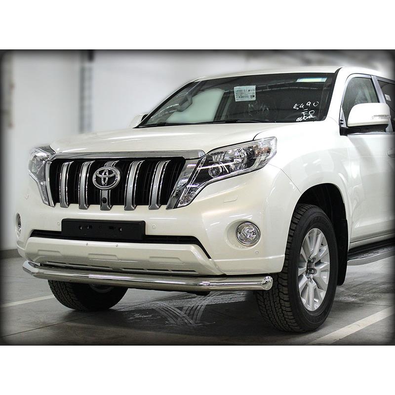 Дуга передняя по низу бампера радиусная одинарная d76 с подгибами (длинная) Toyota Land Cruiser Prado 150 2013-2017