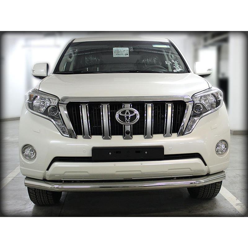 Дуга передняя по низу бампера радиусная одинарная d76 с подгибами (длинная) Toyota Land Cruiser Prado 150 2013-2017