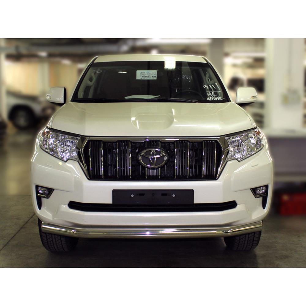 Дуга передняя по низу бампера радиусная одинарная d76 с подгибами Toyota Land Cruiser Prado 150 2017-н.в
