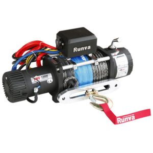Лебёдка электрическая 12V Runva 12000 lbs 5443 кг (синтетический трос)