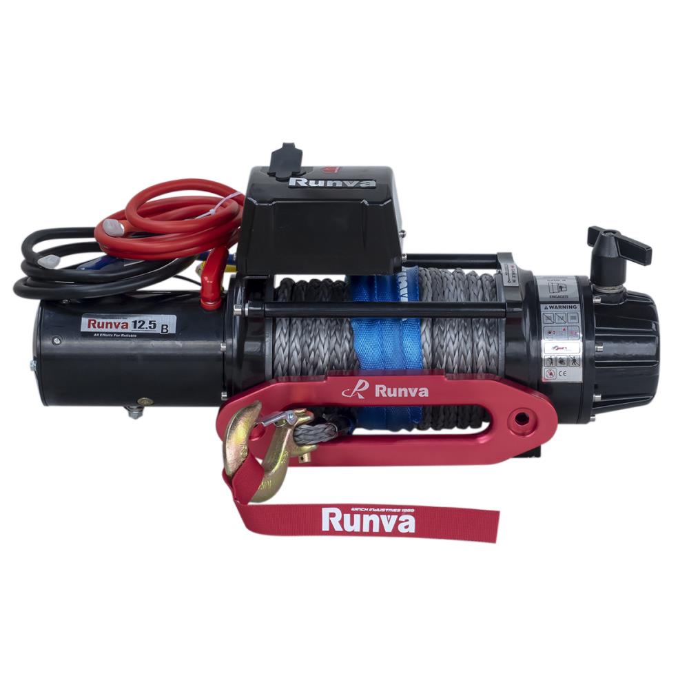 Лебёдка электрическая 12V Runva 12500 lbs 5720 кг (влагозащищенная) синтетический трос