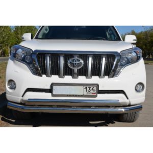 Защита двойная переднего бампера с овальной нижней частью на Toyota Land Cruiser Prado 150 2010