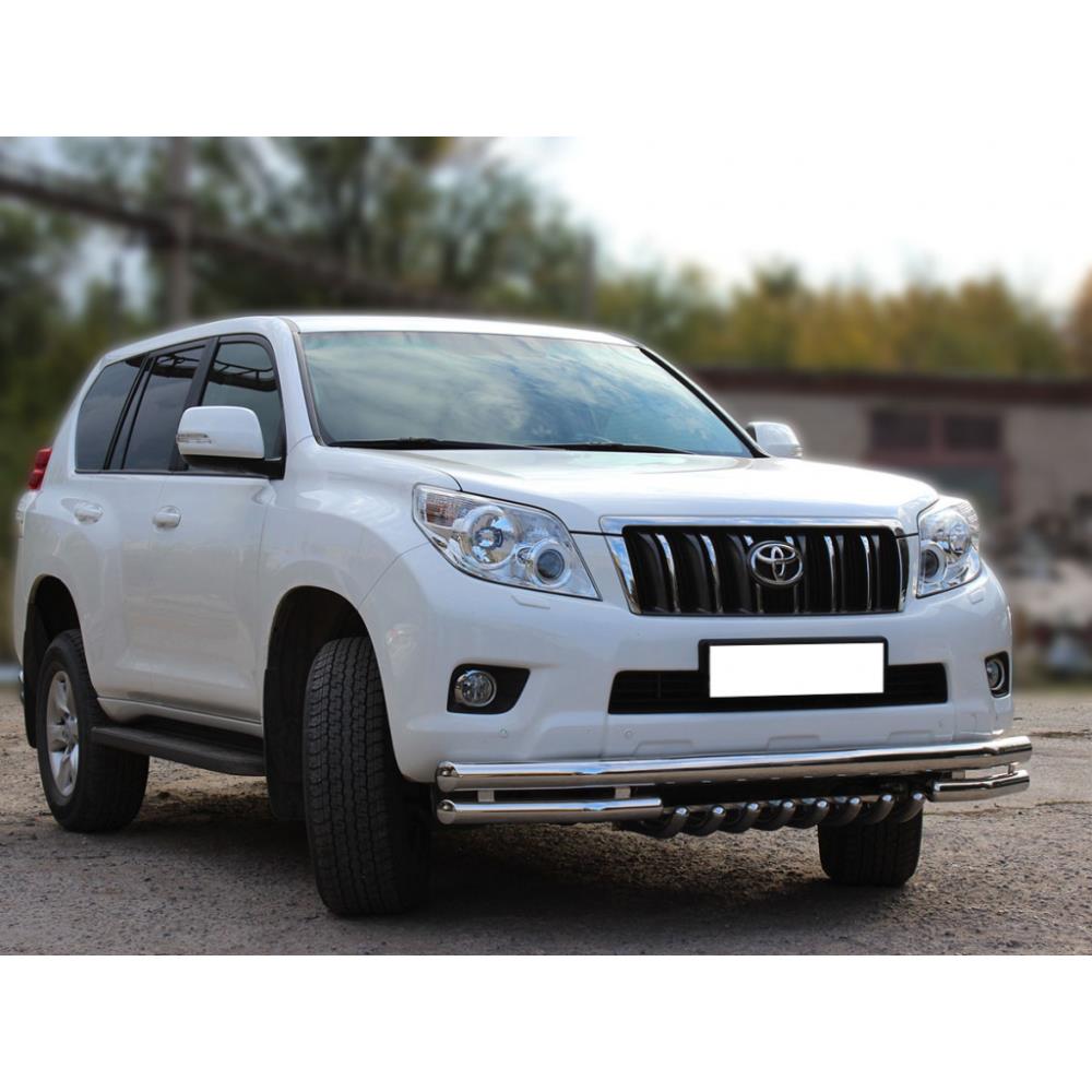 Защита переднего бампера d76+60 с защитой картера d43 Toyota Land Cruiser Prado 150 2009-2012