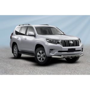 Защита переднего бампера d76+d57 двойная с профильной ЗК Toyota Land Cruiser Prado (2017)