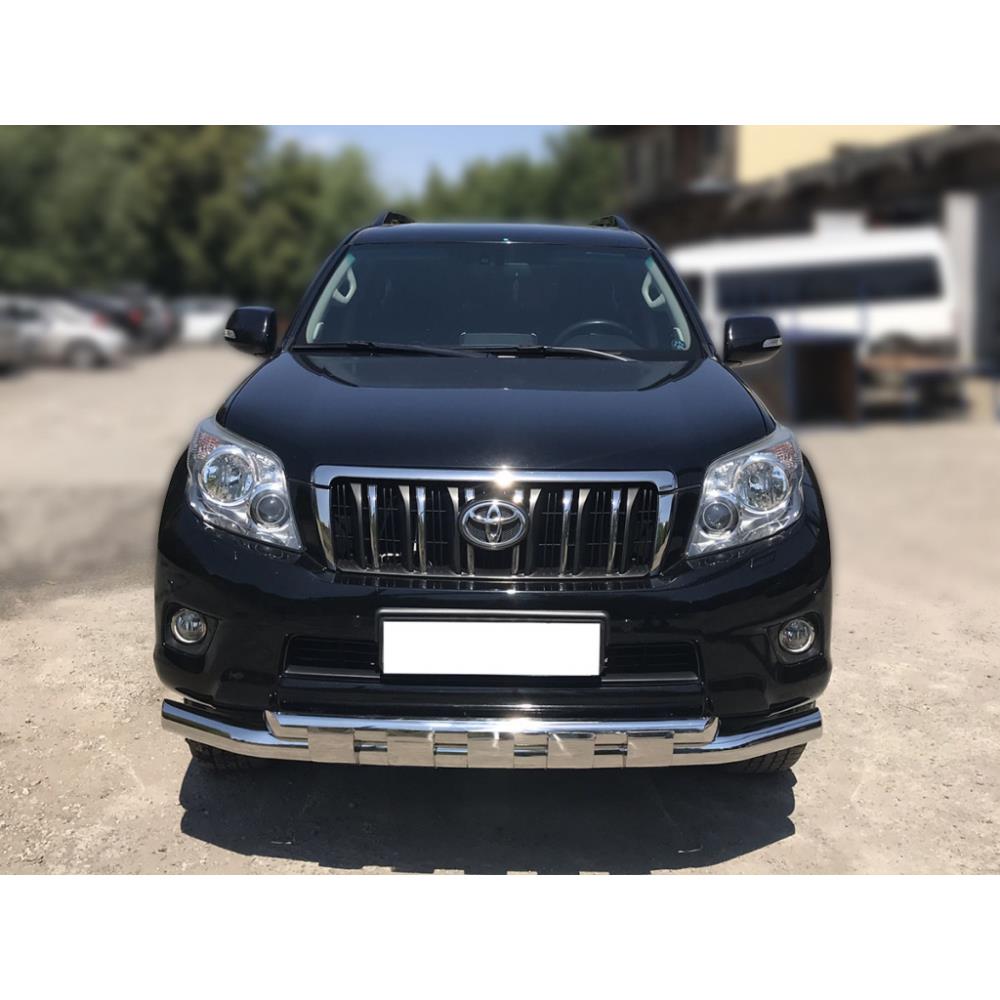 Защита переднего бампера d-76+60 с перемычками Toyota Land Cruiser Prado 150 2009-2012
