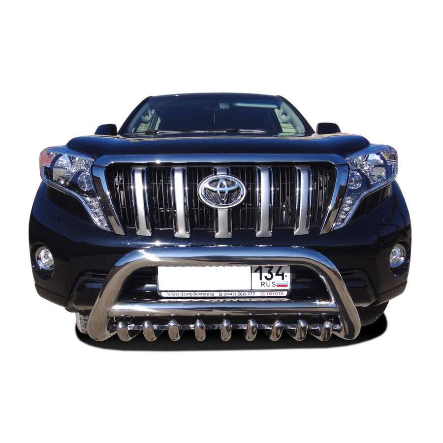 Защита переднего бампера скоба низкая+"акула" на Toyota Land Cruiser Prado 150 2010