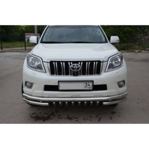 Защита переднего бампера тройная с защитой акула на Toyota Land Cruiser Prado 150 2010