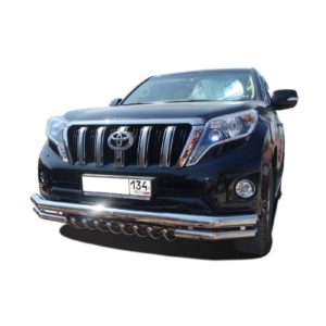 Защита переднего бампера тройная с защитой акула Toyota Land Cruiser Prado 150 2014