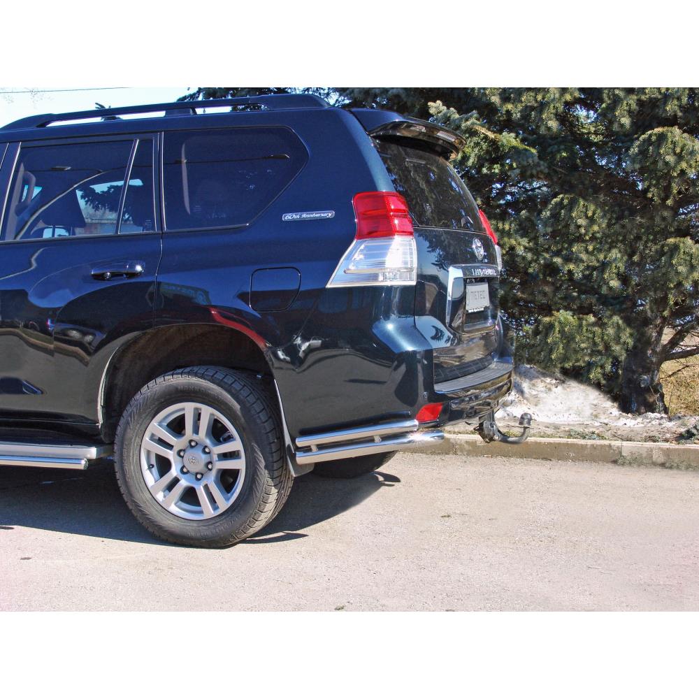 Защита заднего бампера, углы Ø60+42 мм, TOYOTA LAND CRUISER 150, 2009-н.в.