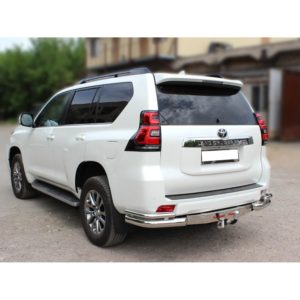 Защита заднего бампера "уголки" d-76+43 под фаркоп BOZAL Toyota Land Cruiser Prado 150 2017-н.в
