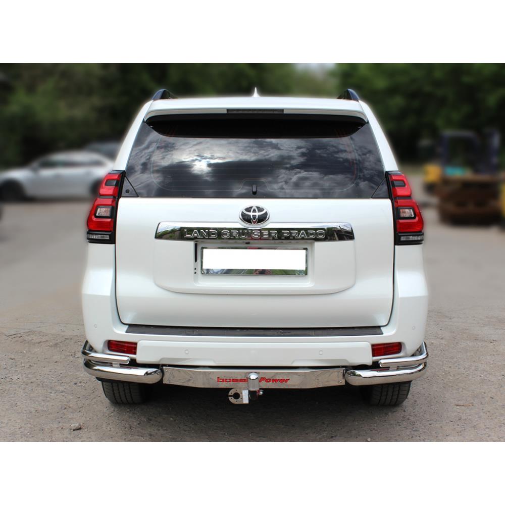 Защита заднего бампера "уголки" d-76+43 под фаркоп BOZAL Toyota Land Cruiser Prado 150 2017-н.в