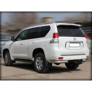 Защита заднего бампера "уголки" d-76+43 (удлиненные) Toyota Land Cruiser Prado 150 2009-2012